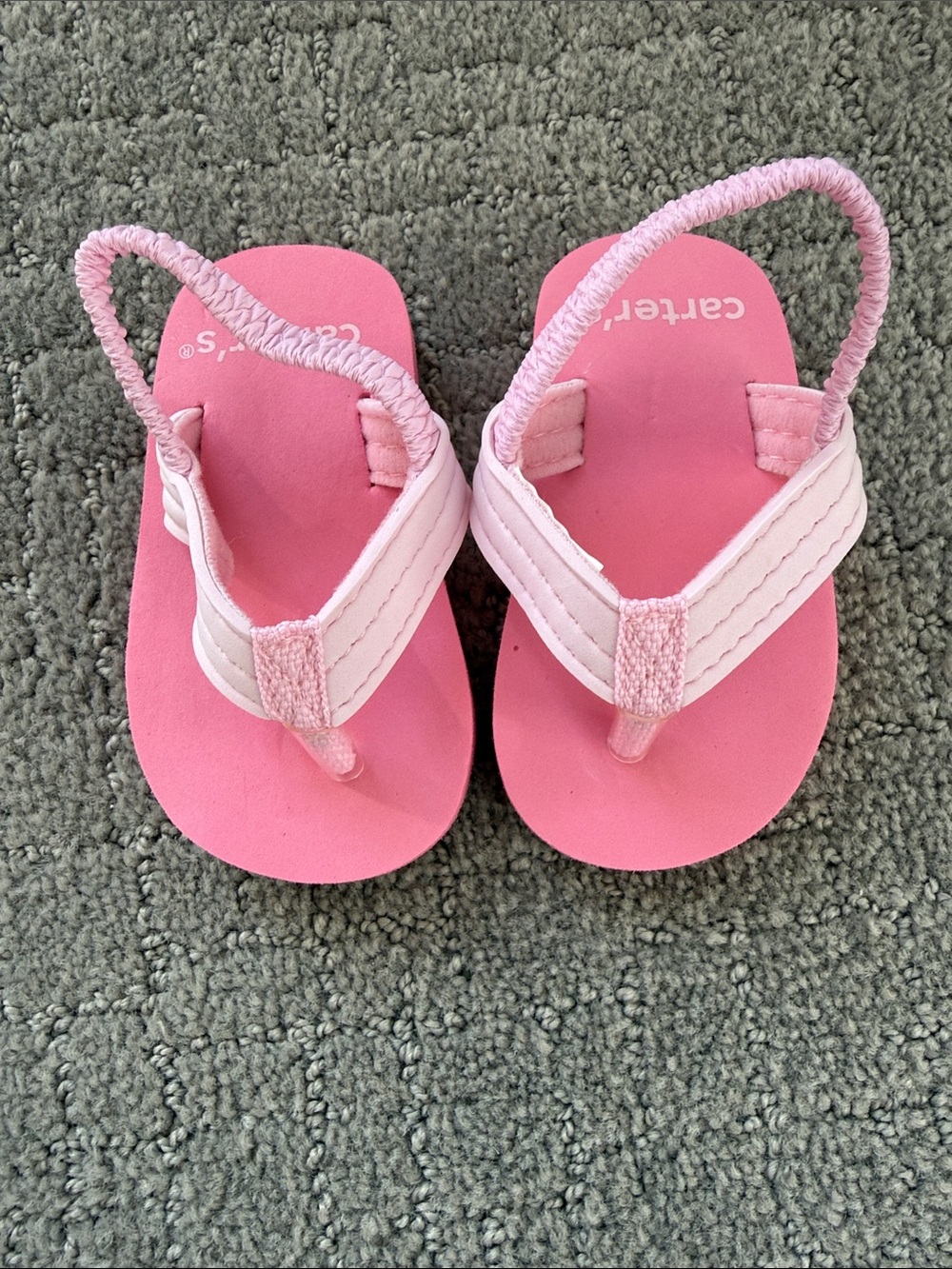 Carter's Light Pink Baby Flip Flop Sandals with Elastic Heel Loops